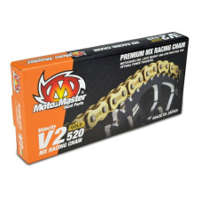 Moto-master цепь приводная v2-420g mx racing gold chain regular золотой (130 звено, застежка в наборе)