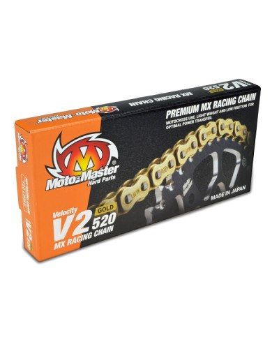 Moto-master ланцюг привідний v2-420g mx racing gold chain regular золотий (130 звено, застібка в наборе)
