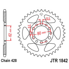 Jt задняя звезда 842 49 yamaha yz 80 '81-83', dt 125/175 '74-77',tw 125 '99-02', tw 200 '89-', xt 350 '85-00' (844
