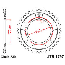 Jt задня зірка 4459 43 suzuki gsx 1400 '01-'08 (445943jt) (ланцюг 530) (+2)