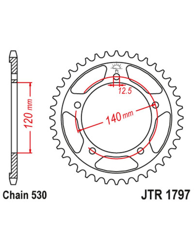 Jt задняя звезда 4459 43 suzuki gsx 1400 '01-'08 (445943jt) (цепь 530) (+2)