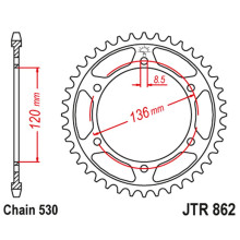 Jt задняя звезда 864 38 yamaha rd 500lc '84-87, rzv 500r (86038jt) (цепь 530)