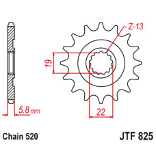 Jt передня зірка 825 13 husqvarna tc/te/txc 250/310 '09-13' (82513jt) (ланцюг 520)