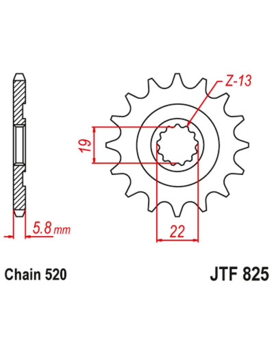 Jt передня зірка 825 13 husqvarna tc/te/txc 250/310 '09-13' (82513jt) (ланцюг 520)