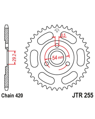 Jt задняя звезда 255 26 honda z 50 monkey (25526jt) (цепь520)