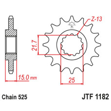 Jt передня зірка 2082 13 triumph tt/daytona/speed four 600 '00-05' daytona 650 '05, (208213jt) (ланцюг 525)