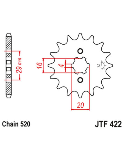 Jt передняя звезда 514 14 kawasaki kx 125 '84-'93 (51414jt) (цепь 520)