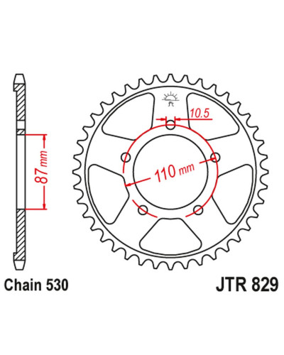 Jt задня зірка 824 45 suzuki gsx 600f '92-97, gsx 750f '99-06, gsxr 750 '88-90 (82445jt) (ланцюг 530) 