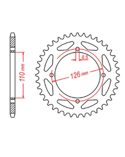 Mtx parts задня зірка 4418 47 kawasaki kx 65 '02-'20 (jtr1465.47) (ланцюг 420)