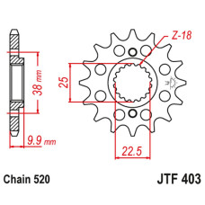Jt передняя звезда 2200 13 bmw g 450 x '08-11', husqvarna 449/511 tc/te/sm '11-12' (220013jt) (цепь 520)