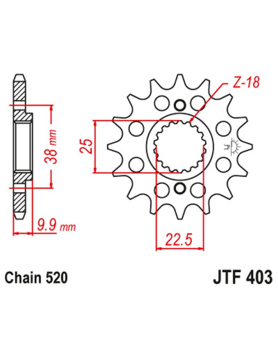 Jt передняя звезда 2200 13 bmw g 450 x '08-11', husqvarna 449/511 tc/te/sm '11-12' (220013jt) (цепь 520)