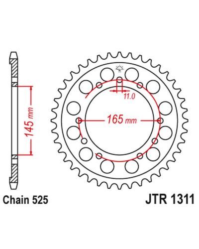 Jt задняя звезда 4367 45 honda ntv 650 bro's '88-91', nt/ntv/vfr 400 '87-91' (436745jt) (цепь525)