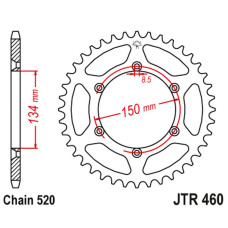 Jt зірочка задня 46 зубців алюмінієва racelite для kawasaki kx/kxf 1984–2020 (48946jt), ланцюг 520, чорна