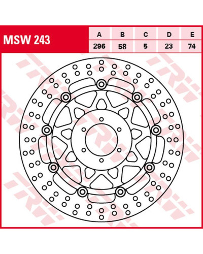 Trw zf гальмівний диск перед honda cb 600f/s hornet '00-'06, (296x58x5mm)