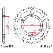 Jt задня зірка 4488 51 kawasaki klx 125 '03-06, suzuki dr-z 125 '03-20 (448851jt) (ланцюг 428)