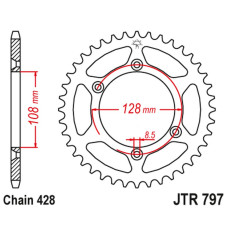 Jt задняя звезда 4488 51 kawasaki klx 125 '03-06, suzuki dr-z 125 '03-20 (448851jt) (цепь 428)