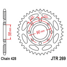 Jt задняя звезда 269 36 honda cg 125 '02-'05, cm 125 '82-'97, cb 125t '82-'88, daelim vc 125 '96-'99 (26936jt) (цепь 428