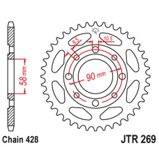 Jt задняя звезда 269 36 honda cg 125 '02-'05, cm 125 '82-'97, cb 125t '82-'88, daelim vc 125 '96-'99 (26936jt) (цепь 428