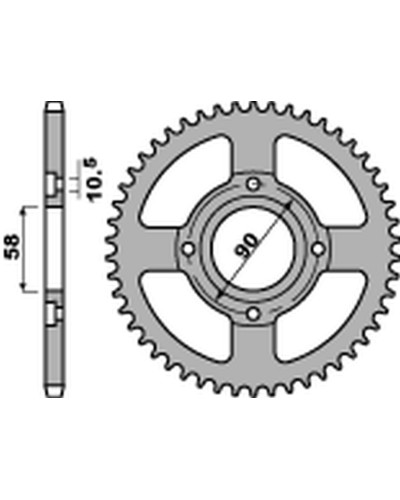 Pbr задня зірка 269 42 c45 honda cg 125 '02-'05, cm 125 '82-'97, cb 125t '82-'88, daelim vc 125 '96-'99 (jtr269.42) (ланцюг 428)