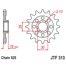 Jt передняя звезда 344 16 honda vfr 750 r '88-92' (rc30) (34416jt) (цепь 525)