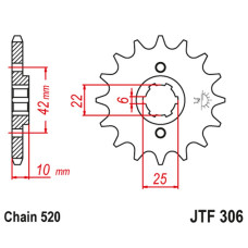Jt передняя звезда 281 14 honda nx 650 dominator '88 ( 10mm) (28114jt) (цепь 520) (-1)