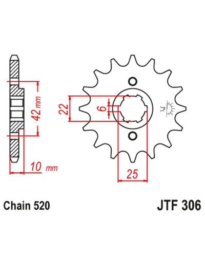 Jt передняя звезда 281 14 honda nx 650 dominator '88 ( 10mm) (28114jt) (цепь 520) (-1)