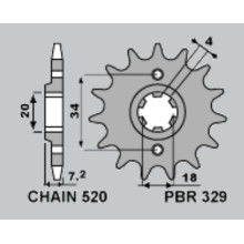 Pbr  передня зірка 329 14 18nc ajp pr3 200 эндуро '09-'15, honda ca 125 rebel '95-'01, mbx 125f '84-'85, mtx 125r '83-'94, ns 125f '85-'90, nsr 125f '89-'92, mtx 200rw '83-'86 (jtf259