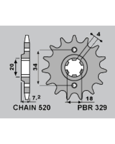 Pbr передняя звезда 329 14 18nc ajp pr3 200 эндуро '09-'15, honda ca 125 rebel '95-'01, mbx 125f '84-'85, mtx 125r '83-'94, ns5 '89-'92, mtx 200rw '83-'86 (jtf259
