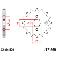 Jt передня зірка 569 11 yamaha yfm 125 grizzly '04-'12, yz 250 '77-'98, kawasaki kx 250 '87-'98 (56911jt) (ланцюг 520)