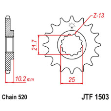 Jt передня зірка 2061 13 kawasaki ksf 250 '87-'04, kef 300 '95-'03 (206113jt) (ланцюг 520)