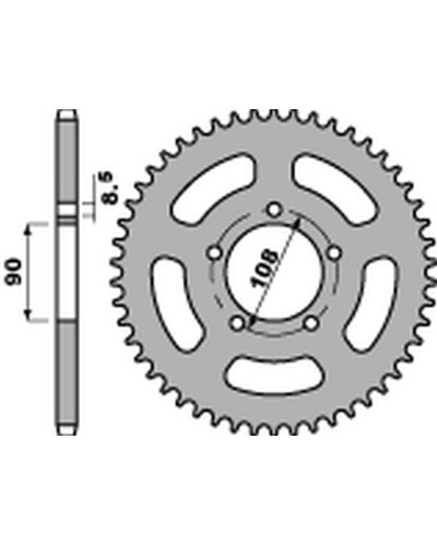 Pbr задня зірка 1515 45 c45 mz 600/660 skorpion '94-'98 (jtr18.45) (ланцюг 520) (std.+2)