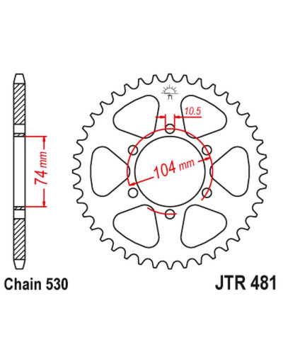 Jt задня зірка 481 42 kawasaki z 400/550 '80-83', z 650 '79', kh 500 '72-75' (48142jt) (ланцюг530)