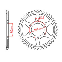 Mtx parts задня зірка 4542 41 kawasaki zzr 1400 (06-10) (ланцюг 530) (jtr1493.41)