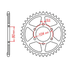 Mtx parts задня зірка 4542 41 kawasaki zzr 1400 (06-10) (ланцюг 530) (jtr1493.41)