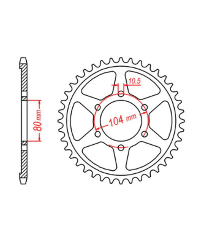 Mtx parts задня зірка 4542 41 kawasaki zzr 1400 (06-10) (ланцюг 530) (jtr1493.41)
