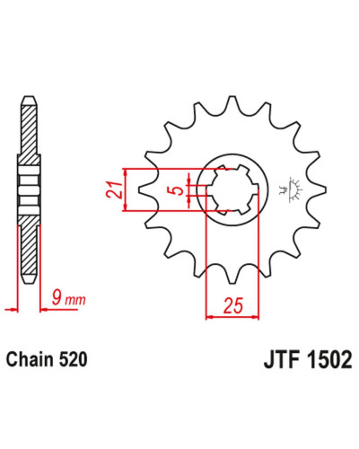 Jt передня зірка 569 13 kawasaki kxt 250 '87' (56913jt) (ланцюг 520)