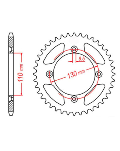 Mtx parts задня зірка 4306 50 honda cr 80/85 '85-'07 (jtr215.50) (ланцюг 420)