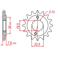 Grosskopf передня зірка 2116 14 suzuki ltr 450 '06-'10, ltz 400 '03-'12, rmx 450 '10-'13, kawasaki kfx 400 '03-'06, hyosung te 450 (jtf1401.14) (ланцюг 520)