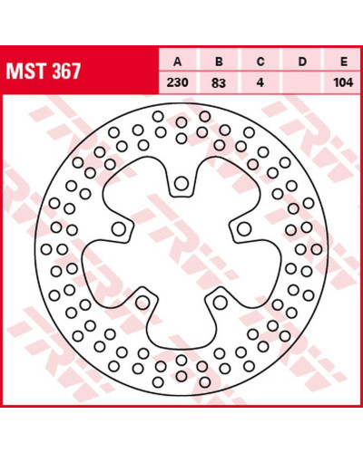 Trw zf гальмівний диск зад kawasaki zx-7r ninja '96-'02, zx-7rr ninja '96-'99, zxr 750/r '89-'95, zx-9r ninja '94-'97 (230x83x4mm) (ng1225;ng1225x)