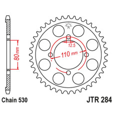 Jt задняя звезда 284 43 honda cb 650 z,a,b,c '79-'82 (28443jt) (цепь 530)