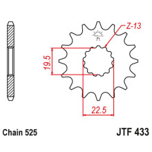 Jt передняя звезда 433 14 suzuki gsf/gsx/rf 400 '86-94', ts/tm 250 '71-83' (цепь 525) (43314jt)