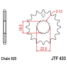 Jt передняя звезда 433 14 suzuki gsf/gsx/rf 400 '86-94', ts/tm 250 '71-83' (цепь 525) (43314jt)