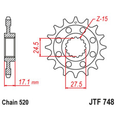 Jt передняя звезда 2250 14 ducati 899 panigale '14-'15, 959 panigale '16-'19, (1199 panigale '12-'17 на цепь 520) (225014jt) (цепь 520)