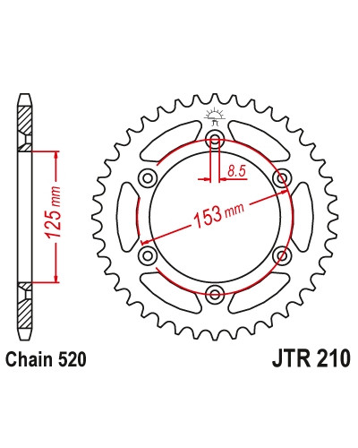 Jt задняя звезда 289 45 honda cr/crf '83-'25 ultralight (28945jtsc) (цепь 520)