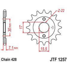 Jt передня зірка 332m 14 honda cr80/85 (332m14jt) (ланцюг 428)