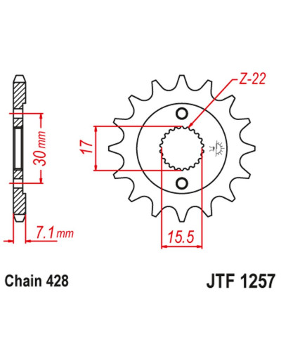 Jt передня зірка 332m 14 honda cr80/85 (332m14jt) (ланцюг 428)