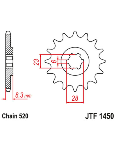 Jt передняя звезда 436 14 suzuki lt 500 '88-92', rm 465 '81-82', rm 500 '83-84' (43614jt) (цепь 520)
