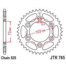 Jt задня зірка 4731 43 ducati multistrada 950 '17-20 (473143jt) (ланцюг 525)