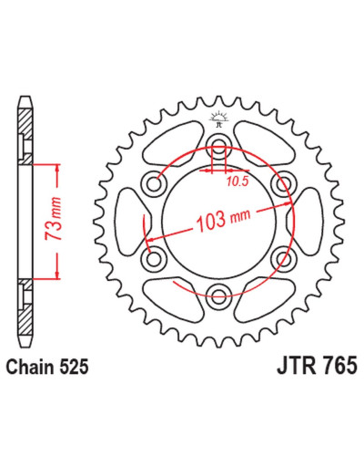 Jt задня зірка 4731 43 ducati multistrada 950 '17-20 (473143jt) (ланцюг 525)