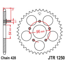 Jt задняя звезда jtr1250 56 honda nx 125 '89-90' (jtr1250.56)*(цепь428)